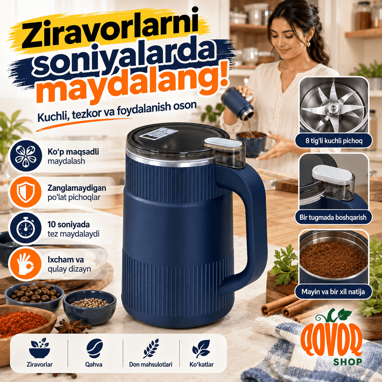 Ko'p Funksiyali Elektr Maydalagich (Grinder)