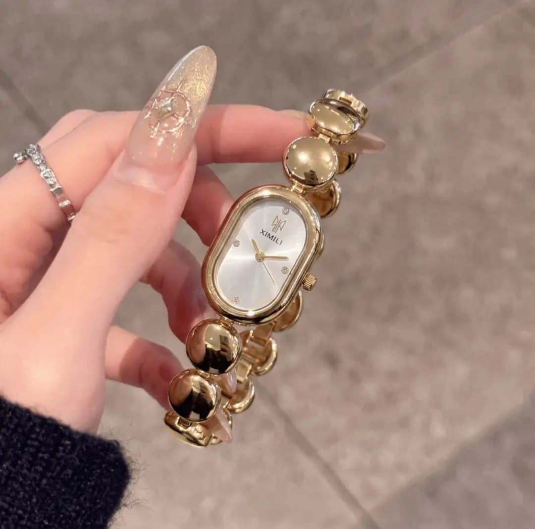 Yirik sharsimon metall zanjirli va oval o‘zgacha ayollar soat-bilaguzuki⌚🔮✨